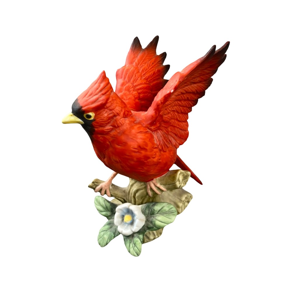 Vintage Lefton China 01265 Red Cardinal Bird Figurine Hand Painted Taiwan